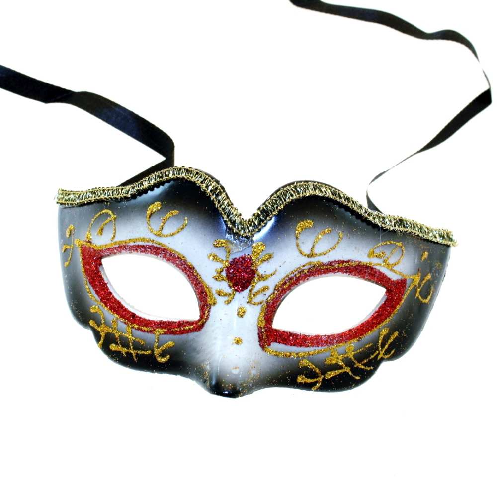 Zac's Alter Ego - Classic Venetian Tri-Tone Glitter Masquerade Maske - Schwarz